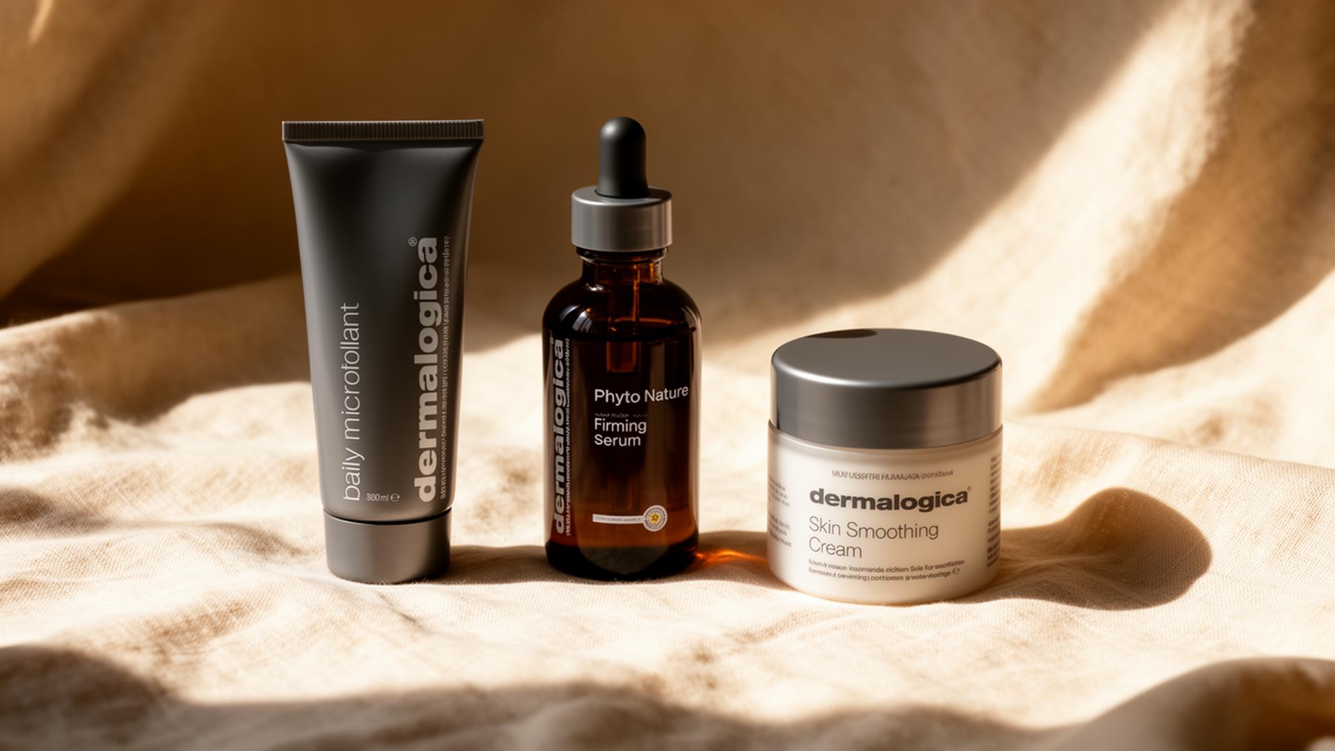 Dermalogica skincare still life in warm tones